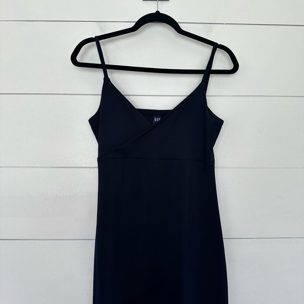 Vintage Gap Women’s Large Navy Blue Crossover Spaghetti Strap Maxi Dress Y2K